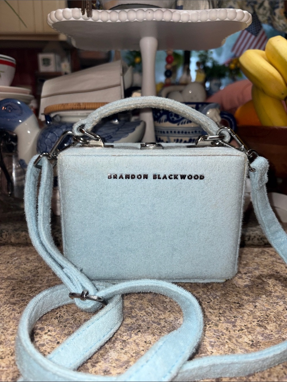Brandon Blackwood Pale Blue Mini Box Bag with Top Handle